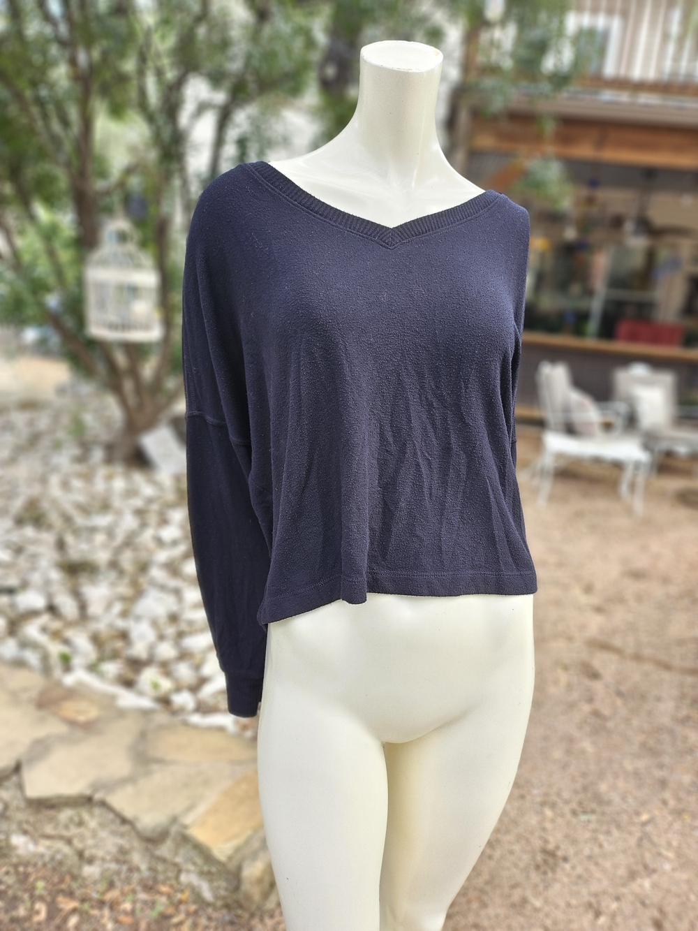 Michael Stars Black Poly Blend Knit V-Neck Lightweight Pullover M